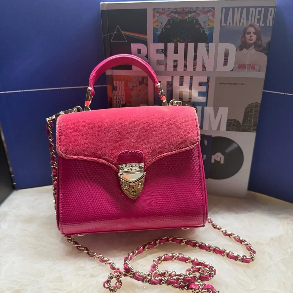 Fuchsia Box Handbag with Chain Strap
